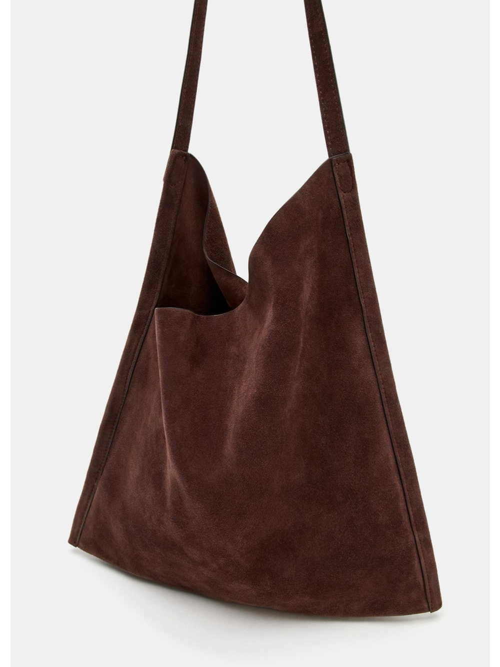 Zara Suede Leather Flat Hobo Shoulder Bag - Brown Original price $189 - Picture 5 of 7